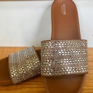 Leather Sequin Slides